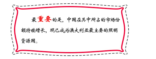 最重要(yào)的(de)是(shì)，中國(guó)在其中所占的(de)市(shì)場(chǎng)份額持續增長(cháng)，現(xiàn)已成為(wèi)澳大(dà)利亞最主要(yào)的(de)照(zhào)明(míng)貨源國(guó)。