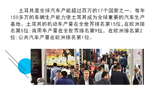 土(tǔ)耳其是(shì)全球汽車(chē)産能(néng)超過百萬的(de)17個(gè)國(guó)家(jiā)之一(yī)。每年(nián)150多(duō)萬的(de)車(chē)輛(liàng)生(shēng)産能(néng)力使土(tǔ)耳其成為(wèi)全球重要(yào)的(de)汽車(chē)生(shēng)産基地(dì)。土(tǔ)耳其的(de)機(jī)動車(chē)産量在全世界排名第 15 位,在歐洲排名第 5 位;商用(yòng)車(chē)産量在全世界排名第9位,在歐洲排名第 2位;公共汽車(chē)産量在歐洲排名第1位。